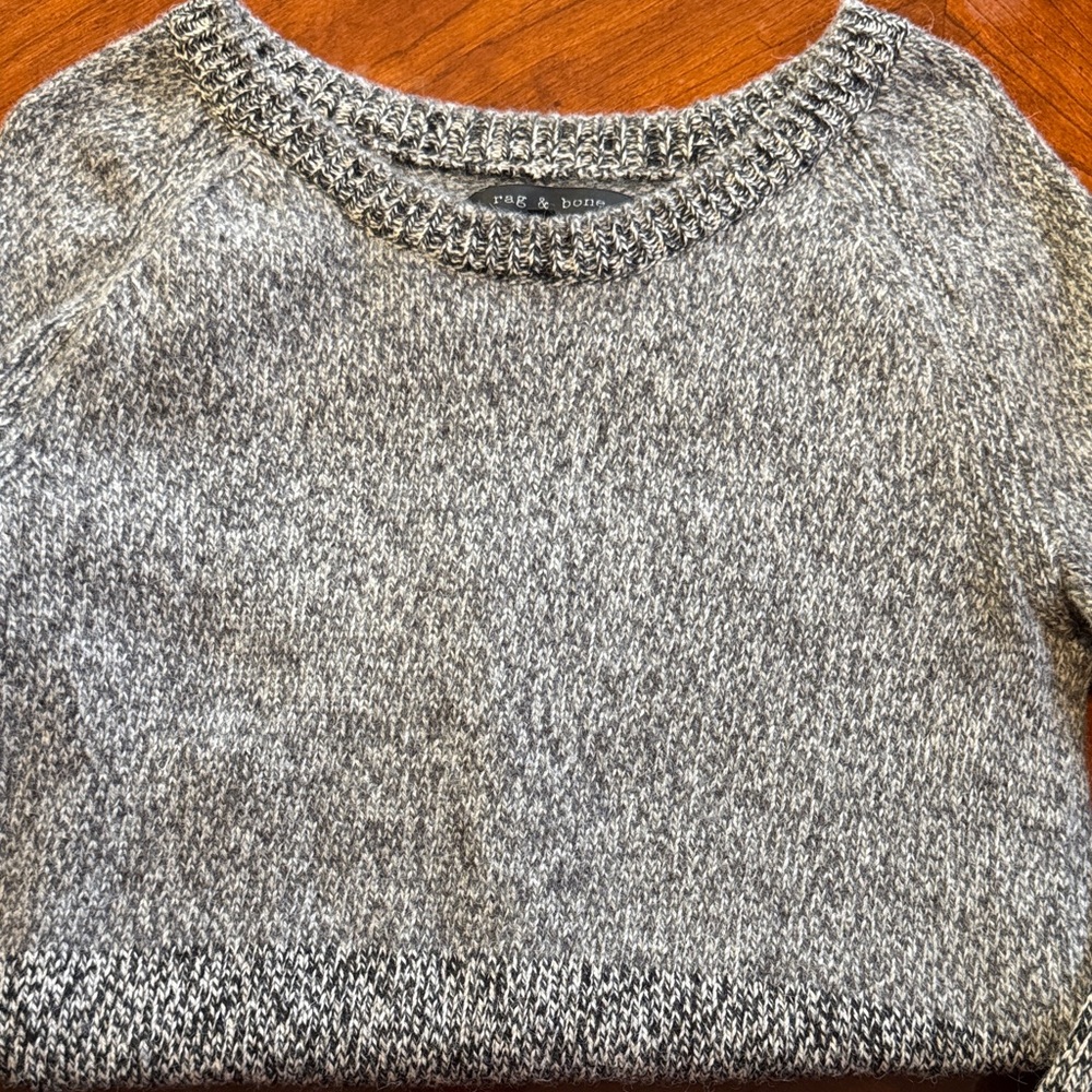 rag & bone Women's Gray and Black Crew Neck Sweater - Picture 4 of 6